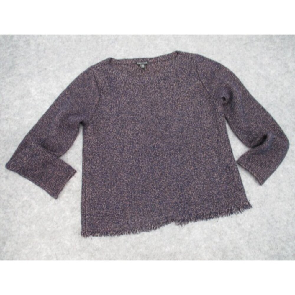 Eileen Fisher Womens Sweater Small Fringe Hem Bateau Neckline Multi Color Wool - Picture 9 of 16